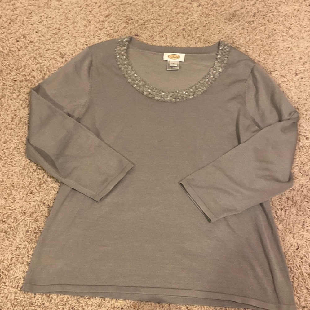 EUC Talbots beaded neck sweater